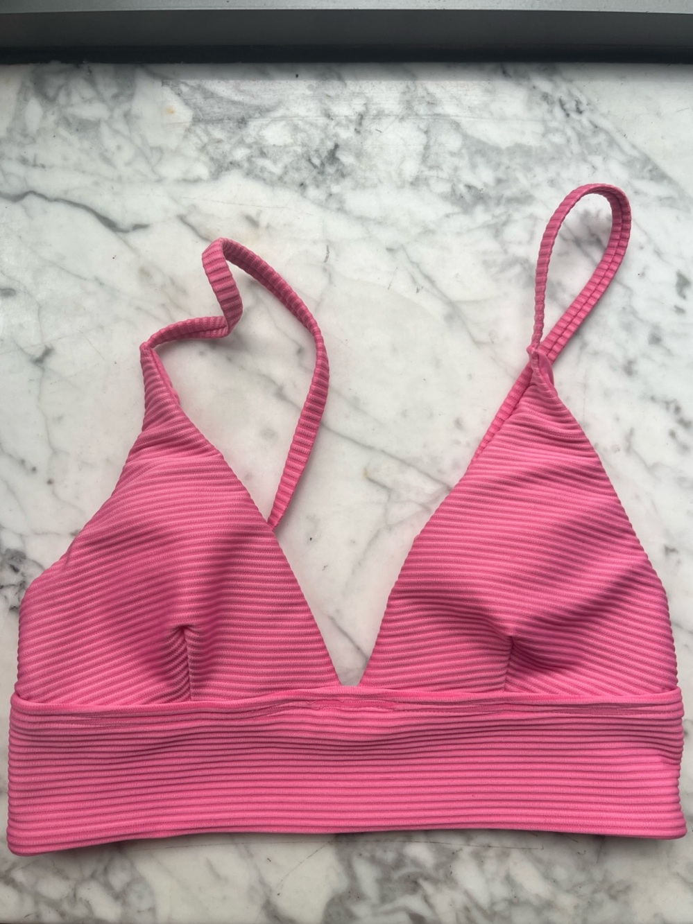Aeropostale Pink Ribbed Triangle Bikini Top